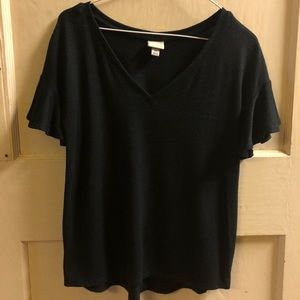A New Day Black Vneck with Ruffle Sleeves